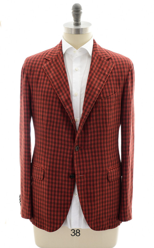 Boglioli Burnt Red Check Linen Sport Coat Boglioli Burnt Red Check Linen Sport Coat