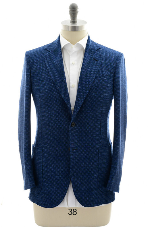 Sartorio Blue Micro Wool Silk Polyamide Cotton Sport Coat