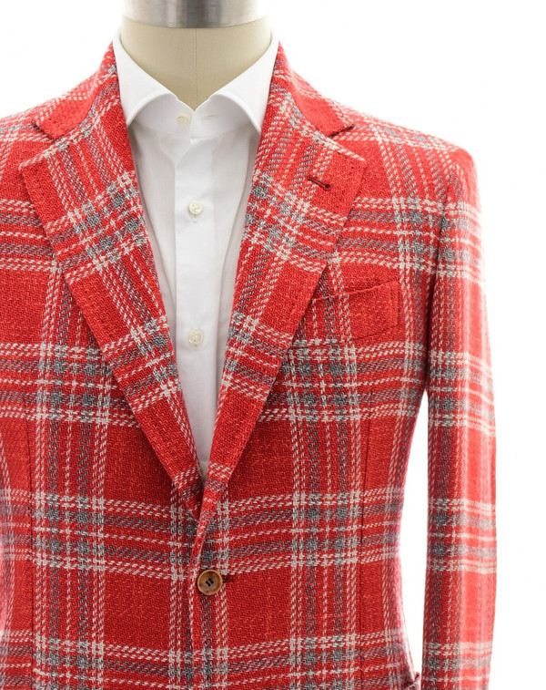 Sartorio Red Plaid Sport Coat | Sale Clothing | Luxury Menswear