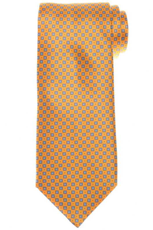 Stefano Ricci Yellow Blue Geometric Hand Printed Silk Tie