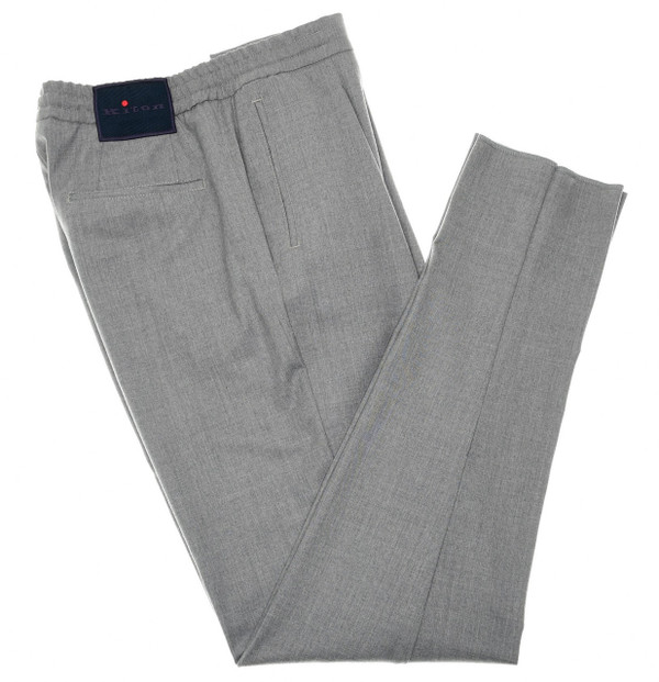 Kiton Napoli Gray Wool Stretch Jogger Pants