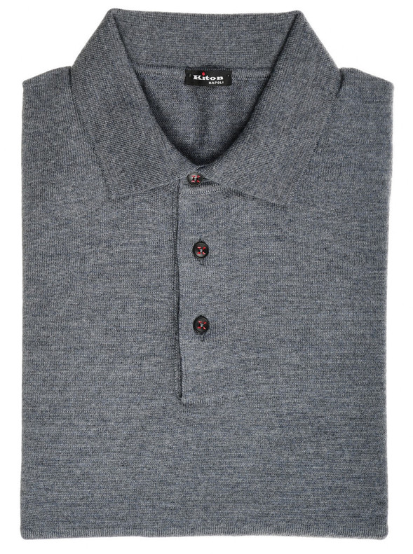 Kiton Napoli Gray Wool Polo Sweater