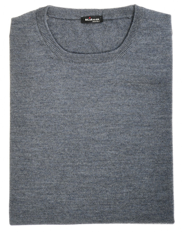 Kiton Napoli Gray Wool Crewneck Sweater
