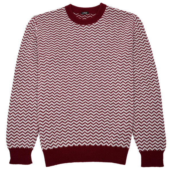 Kiton Napoli Red Gray Cashmere Crewneck Sweater
