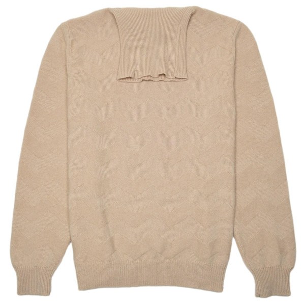 Kiton Napoli Beige Cashmere Chevron Turtleneck Sweater