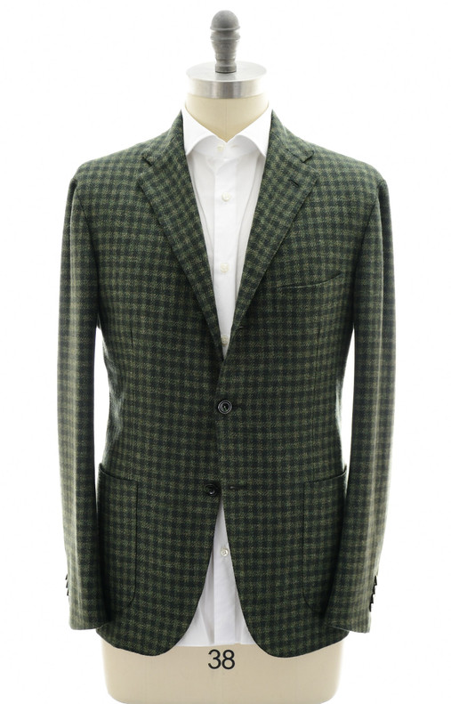 Kiton Napoli Green Check Cashmere Sport Coat