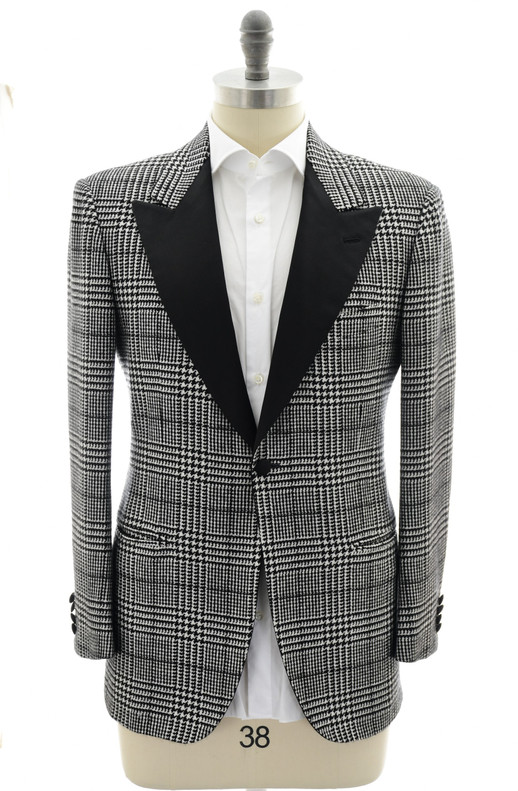 Kiton Napoli Black Plaid Cashmere Formal Smoking Tuxedo Sport Coat