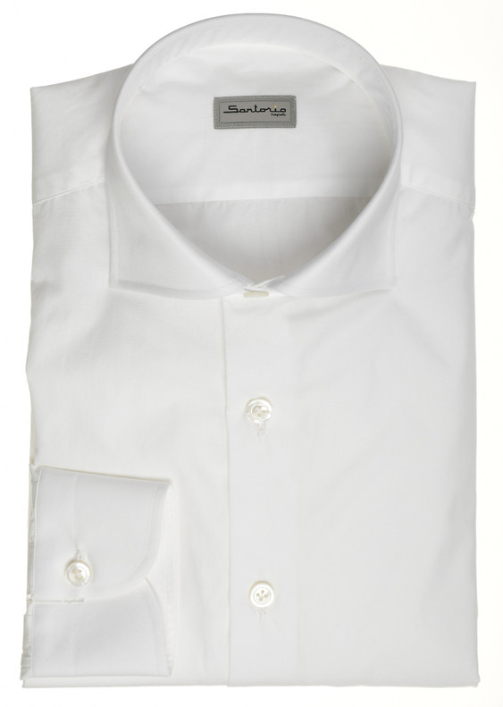 Sartorio Napoli White Superfine Poplin Cotton Dress Shirt