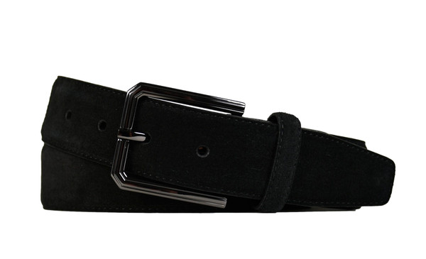 Kiton Napoli Suede Leather Adjustable Length Black Belt