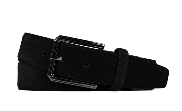 Kiton Napoli Suede Leather Adjustable Length Black Belt