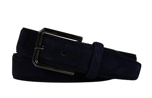 Kiton Napoli Dark Blue Suede Leather Adjustable Length Belt