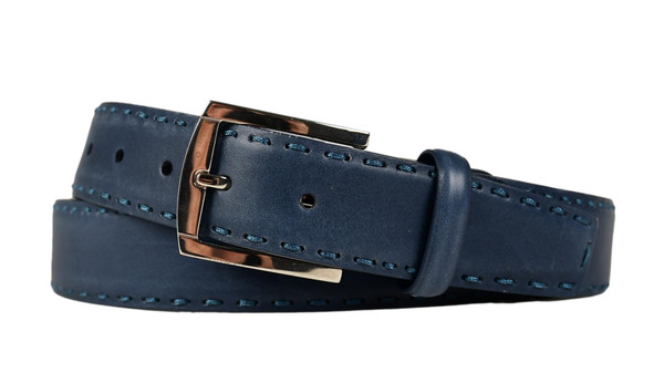 Kiton Napoli Blue Leather Belt