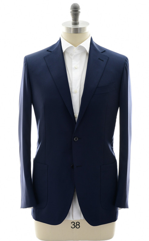 Sartorio Dark Navy Blue Solid Wool Sport Coat