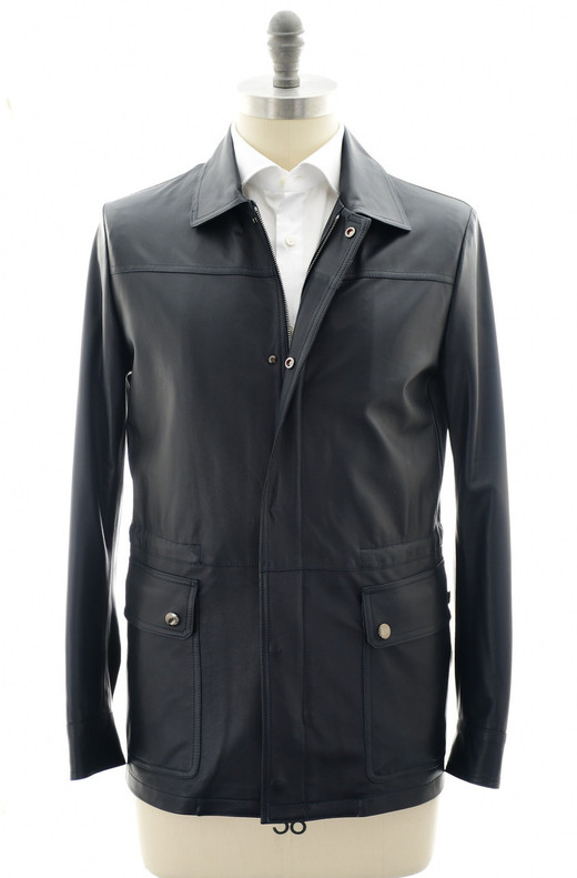Kired Dark Blue Lambskin Leather Jacket Coat Yawal