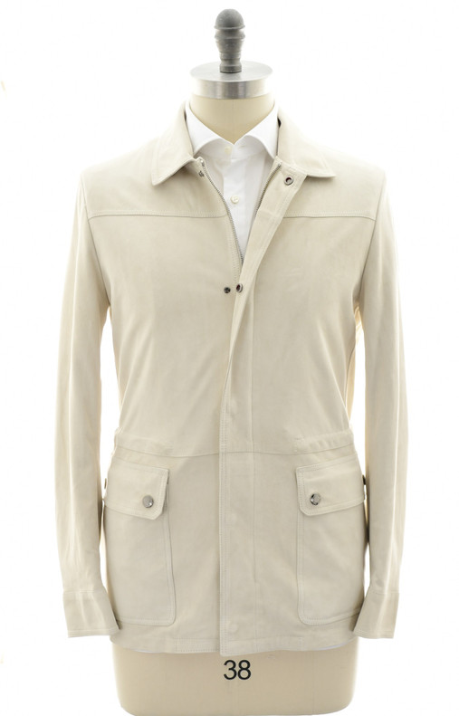 Kired Beige Lambskin Suede Leather Jacket Coat Yawal