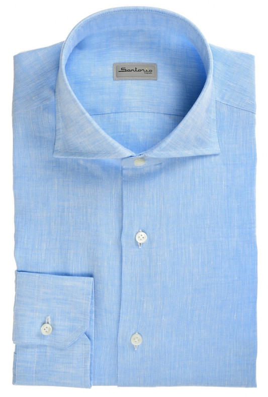 Sartorio Napoli Light Blue Linen Dress Shirt