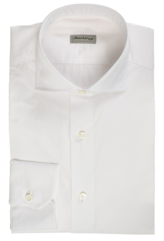 Sartorio Napoli White Cotton Stretch Poplin Dress Shirt