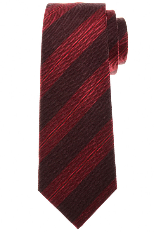 Kiton Napoli Red Burgundy Stripe Silk Cashmere Tie