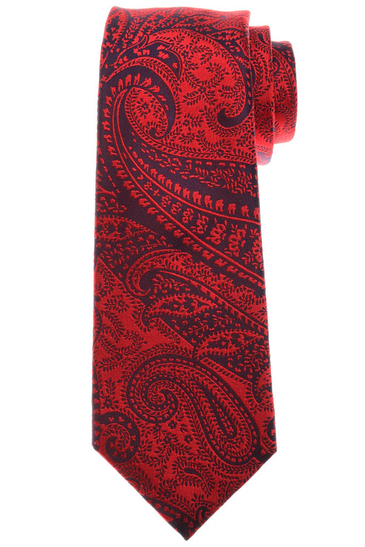 Kiton Napoli Red Blue Paisley Silk Tie
