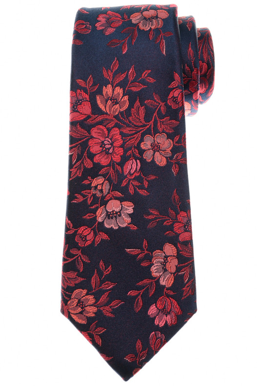 Kiton Napoli Red Blue Floral Silk Tie