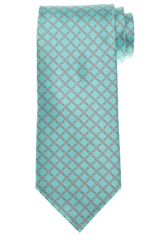 Stefano Ricci Turquoise Green Diamond Garden Motif Hand Printed Silk Tie