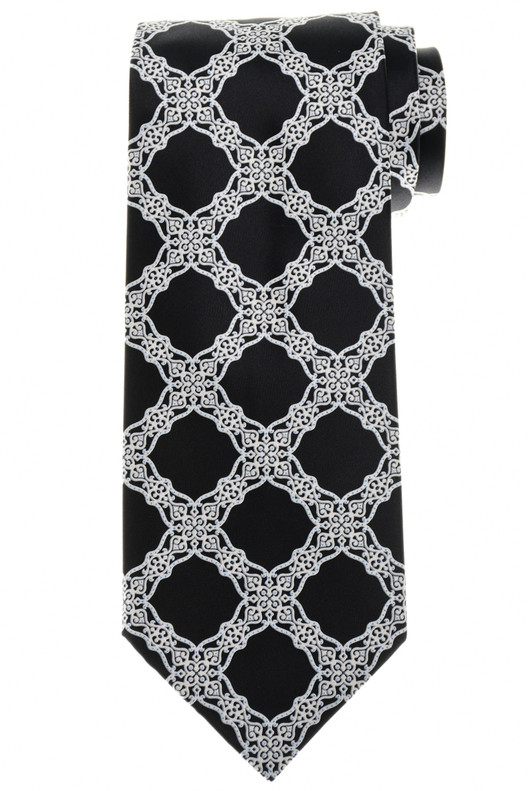 Stefano Ricci Luxury Collection Black Elegant Italian Garden Motif Hand Printed Silk Tie