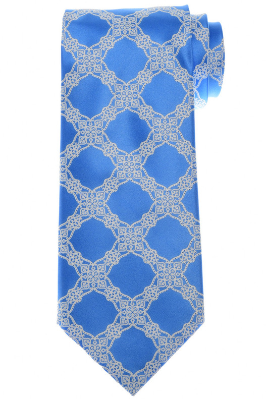 Stefano Ricci Luxury Light Blue Elegant Italian Garden Motif Hand Printed Silk Tie