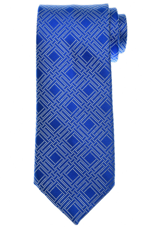 Stefano Ricci Luxury Collection Blue Square Garden Motif Woven Silk Tie