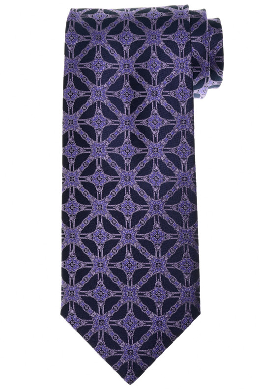Stefano Ricci Luxury Collection Purple Square Garden Motif Woven Silk Tie