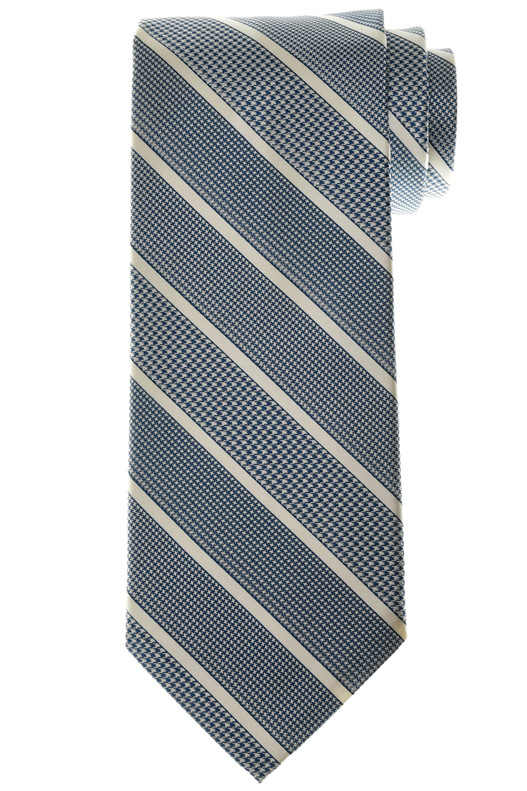 Stefano Ricci Luxury Collection Blue Houndstooth Stripe Woven Silk Tie