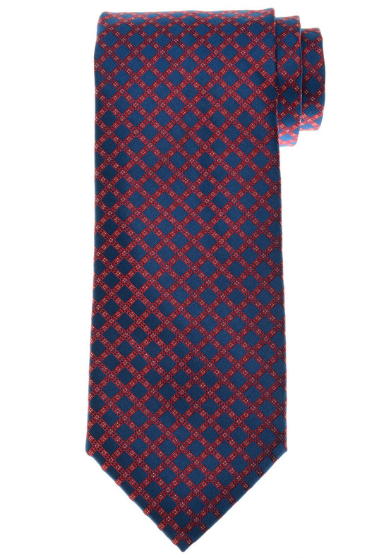 Stefano Ricci Luxury Collection Red Blue Alluring Square Motif Woven Silk Tie