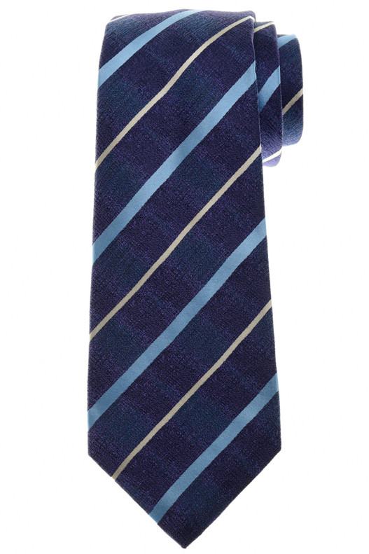 Kiton Napoli Purple Blue Stripe Silk Tie