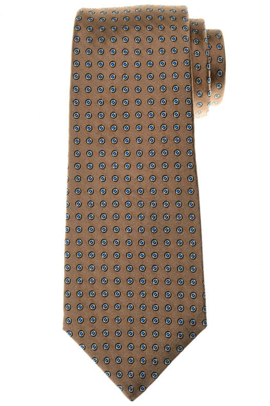Kiton Napoli Brown Blue Dot Silk Tie