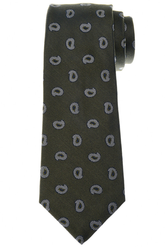 Kiton Napoli Green Gray Blue Paisley Silk Tie