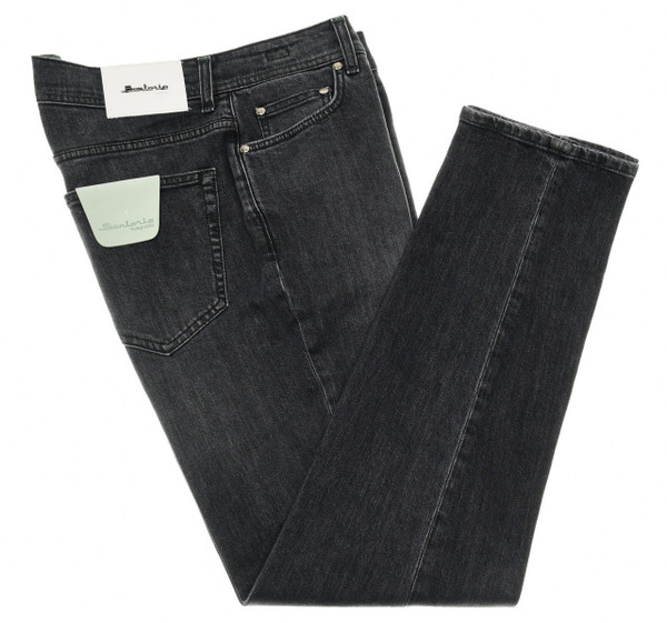 Sartorio Napoli Faded Black Cotton Denim Jeans