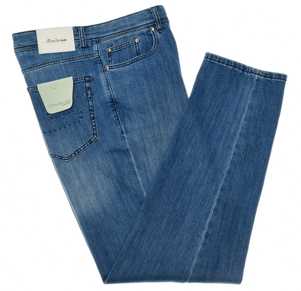 Sartorio Napoli Blue Cotton Stretch Denim Jeans