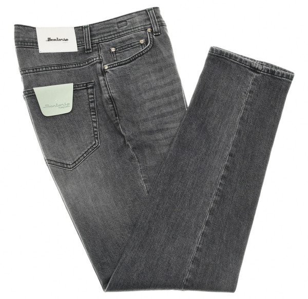 Sartorio Napoli Gray Cotton Stretch Denim Jeans