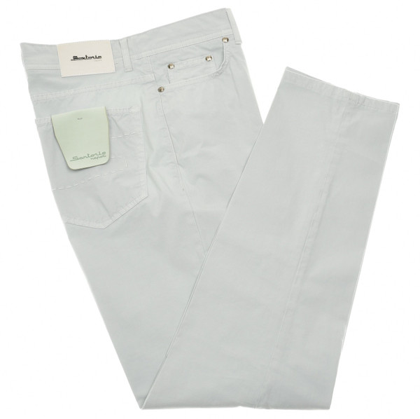 Sartorio Napoli Light Gray Cotton Poplin Stretch Jeans