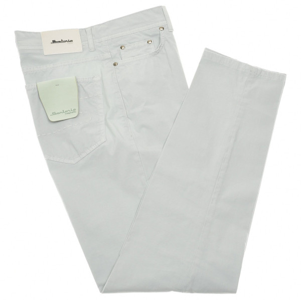 Sartorio Napoli Light Gray Cotton Poplin Stretch Jeans