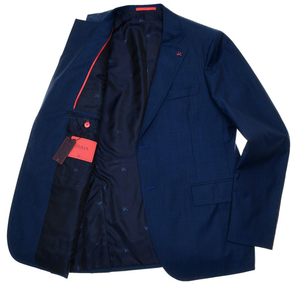 ISAIA ネイビー　スーツ　42 Isaia Blue Herringbone Suit | Designer Clothing | Luxury Menswear