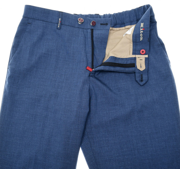 Kiton シルク　セッテピェゲ Kiton Blue Wool Silk Pants | Designer Sale | Luxury Menswear