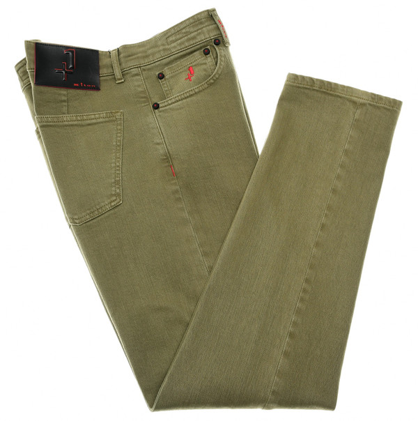 Kiton Green Special Edition Plus One Jeans Cotton Stretch Denim