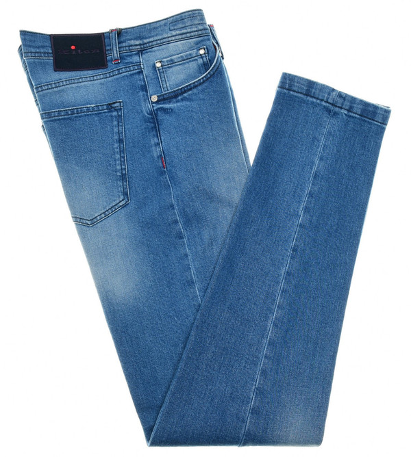 Kiton Light Blue Jeans Cotton Stretch Denim