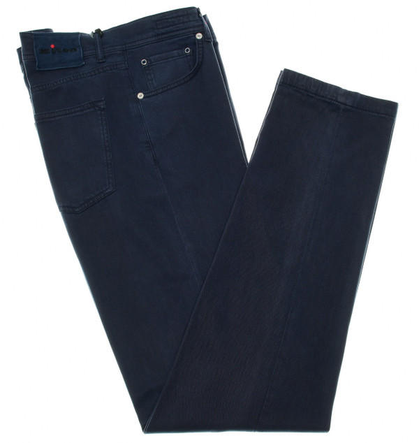 Kiton Dark Blue Lyocell Stretch Ultra Soft Twill 5 Pocket Jeans