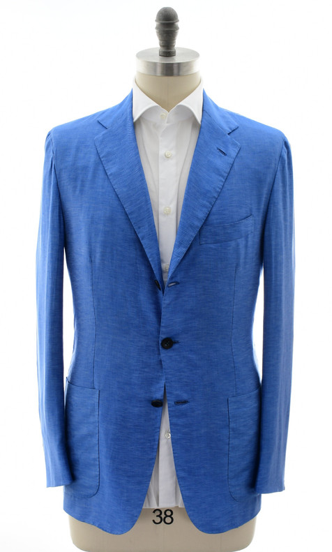 Kiton Napoli Blue Cotton Linen Sport Coat