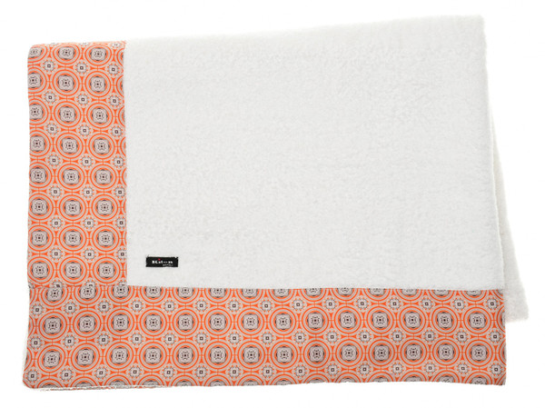 Kiton Beach Towel Blanket White Orange Blue Brown Cotton With Polyester Border
