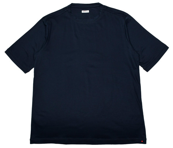 Kiton Napoli Dark Navy Blue Solid Cotton T-Shirt
