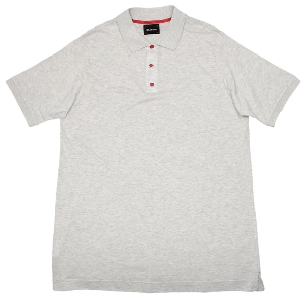 Kiton Napoli Heather Gray Fine Cotton Pique Snap Polo
