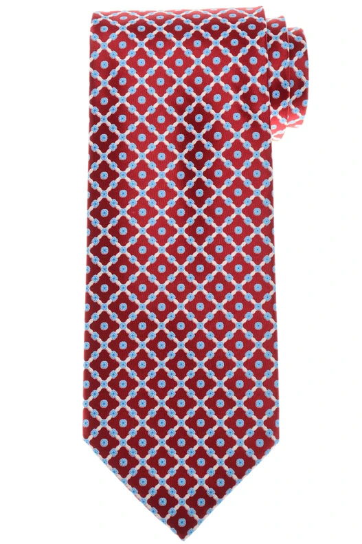 Stefano Ricci Burgundy Blue Square Garden Motif Hand Printed Silk Tie