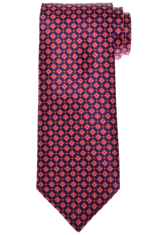 Stefano Ricci Red Blue Italian Garden Motif Hand Printed Silk Tie